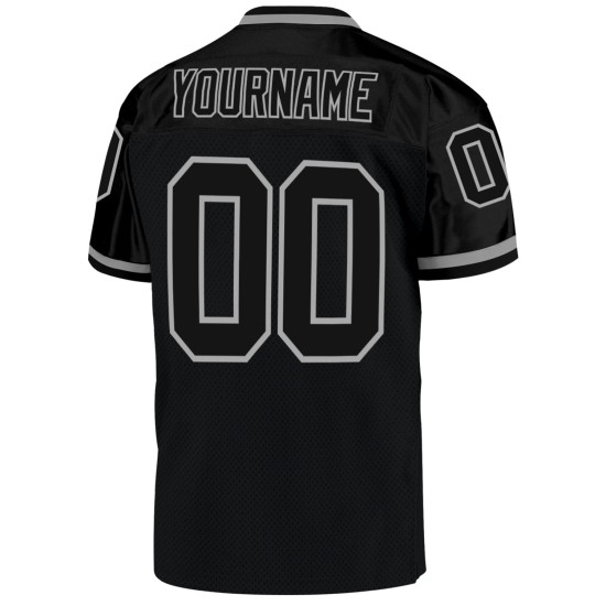 Football Custom Jersey Authentic Black Black-Gray Mesh Throwback
