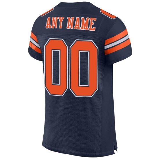 Authentic Orange-White Jersey Mesh Custom Football Navy Authentic Orange-White Jersey Mesh Custom Football Navy