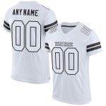 White-Black Custom Authentic White Football Jersey Mesh