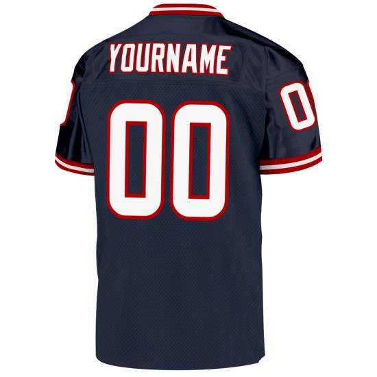 Mesh Custom Jersey Navy White-Red Throwback Football Authentic