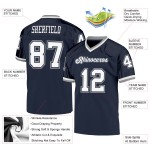 Custom Throwback Football Authentic Mesh Jersey Navy White-Gray