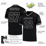 Football Custom Jersey Authentic Black Black-Gray Mesh Throwback