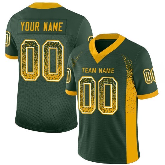 Green Football Fashion Gold-White Drift Mesh Custom Jersey Green Football Fashion Gold-White Drift Mesh Custom Jersey