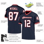 Mesh Custom Jersey Navy White-Red Throwback Football Authentic