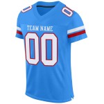 Football White-Red Authentic Custom Blue Mesh Powder Jersey
