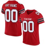 Mesh Authentic Football Custom White-Black Red Jersey