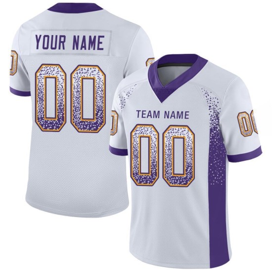Mesh Drift Purple-Gold Football Fashion Custom Jersey White Mesh Drift Purple-Gold Football Fashion Custom Jersey White