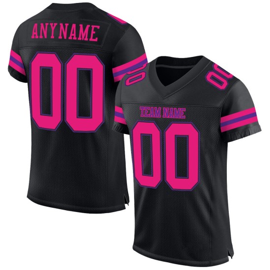 Hot Authentic Mesh Black Custom Jersey Football Pink-Purple Hot Authentic Mesh Black Custom Jersey Football Pink-Purple