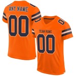 Navy-White Mesh Football Jersey Authentic Orange Custom