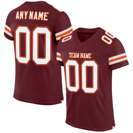 Custom Mesh Burgundy Authentic Jersey White-Orange Football Custom Mesh Burgundy Authentic Jersey White-Orange Football