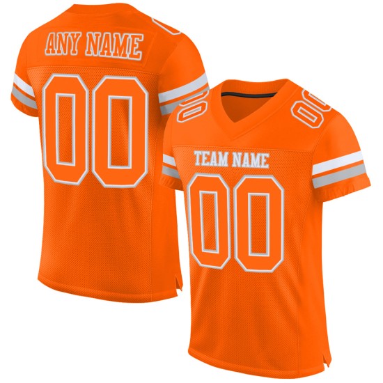 Jersey Custom Orange Mesh Authentic Football White-Gray