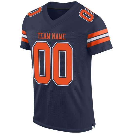 Authentic Orange-White Jersey Mesh Custom Football Navy Authentic Orange-White Jersey Mesh Custom Football Navy