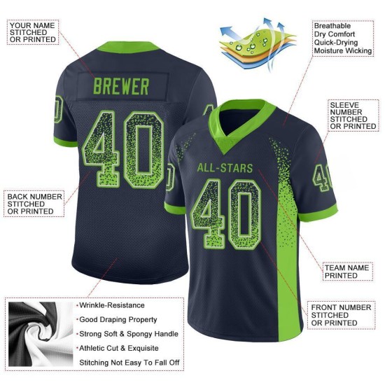 Mesh Jersey Neon Drift Navy Fashion Football Green-Gray Custom Mesh Jersey Neon Drift Navy Fashion Football Green-Gray Custom