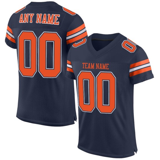 Authentic Orange-White Jersey Mesh Custom Football Navy Authentic Orange-White Jersey Mesh Custom Football Navy