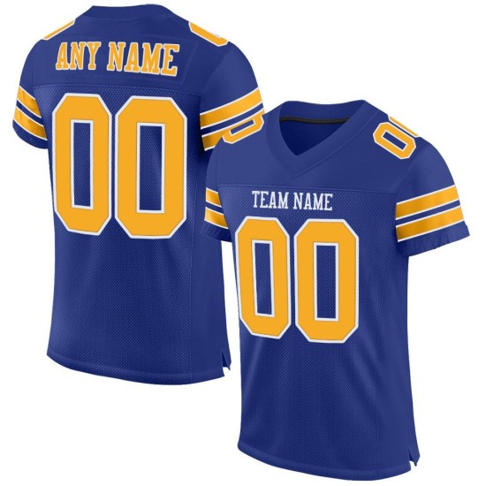 Football Authentic Mesh Gold-White Custom Jersey Royal Football Authentic Mesh Gold-White Custom Jersey Royal
