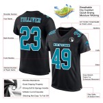 Black Teal-White Jersey Mesh Football Custom Authentic Black Teal-White Jersey Mesh Football Custom Authentic