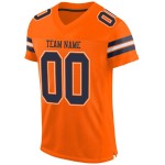 Navy-White Mesh Football Jersey Authentic Orange Custom