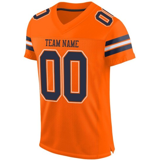Navy-White Mesh Football Jersey Authentic Orange Custom