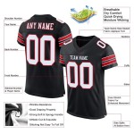 Authentic Jersey Black Custom Mesh Football White-Red