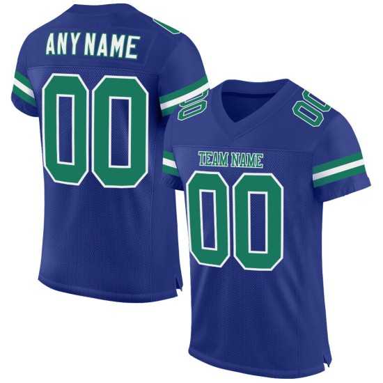 Custom Football Kelly Mesh Jersey Authentic Green-White Royal