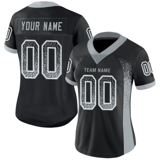 Custom Silver-White Drift Fashion Black Jersey Football Mesh Custom Silver-White Drift Fashion Black Jersey Football Mesh