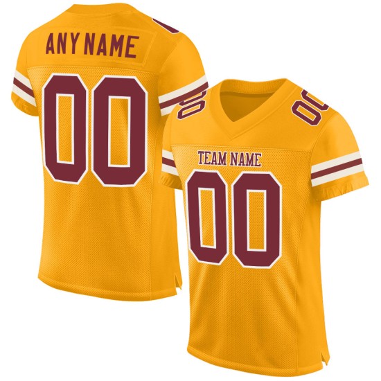 Gold Jersey Custom Mesh Authentic Burgundy-White Football Gold Jersey Custom Mesh Authentic Burgundy-White Football