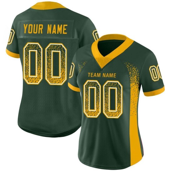 Green Football Fashion Gold-White Drift Mesh Custom Jersey Green Football Fashion Gold-White Drift Mesh Custom Jersey