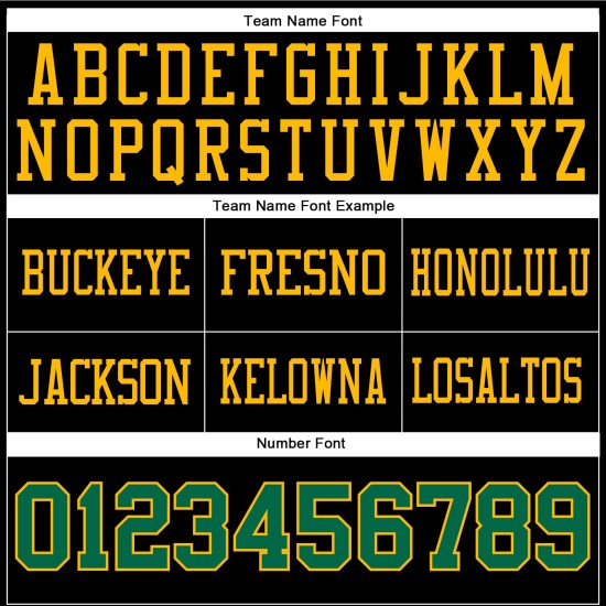 Jersey Black Football Authentic Mesh Green-Gold Kelly Custom