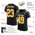 Jersey Mesh Gold-White Authentic Black Football Custom Jersey Mesh Gold-White Authentic Black Football Custom