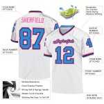 Powder Authentic White Blue-Pink Mesh Football Jersey Custom Throwback Powder Authentic White Blue-Pink Mesh Football Jersey Custom Throwback