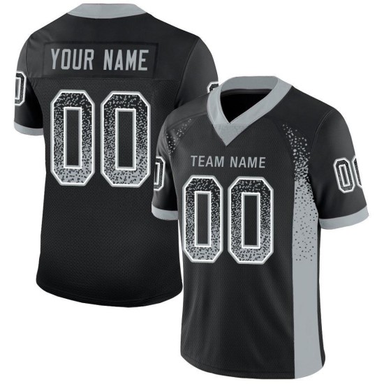 Custom Silver-White Drift Fashion Black Jersey Football Mesh Custom Silver-White Drift Fashion Black Jersey Football Mesh