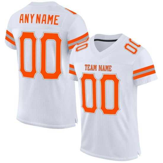 Jersey Football Authentic Custom White Mesh Orange-Gray Jersey Football Authentic Custom White Mesh Orange-Gray