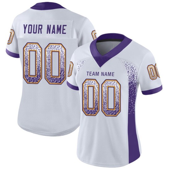 Mesh Drift Purple-Gold Football Fashion Custom Jersey White Mesh Drift Purple-Gold Football Fashion Custom Jersey White