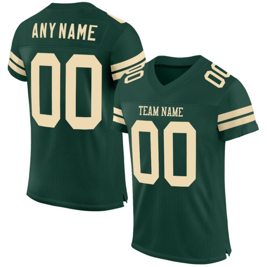 Football Custom Cream Authentic Mesh Green Jersey Football Custom Cream Authentic Mesh Green Jersey