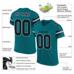 Authentic Custom Teal Jersey Football Black-White Mesh