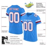 Football White-Red Authentic Custom Blue Mesh Powder Jersey