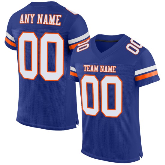 Authentic Royal Jersey White-Orange Custom Mesh Football