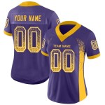 Drift Purple Mesh Jersey Fashion Football Custom Gold-White