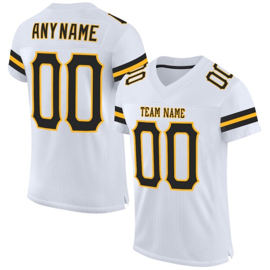Black-Gold White Football Authentic Custom Mesh Jersey Black-Gold White Football Authentic Custom Mesh Jersey