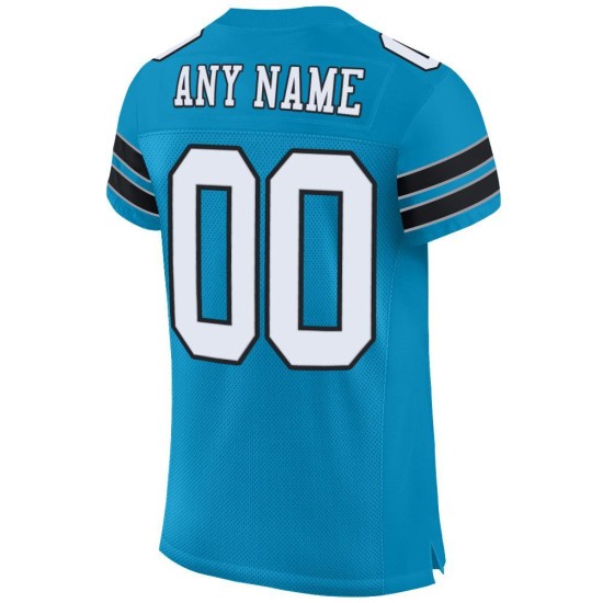 White-Black Football Jersey Authentic Blue Custom Mesh Panther White-Black Football Jersey Authentic Blue Custom Mesh Panther