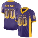 Drift Purple Mesh Jersey Fashion Football Custom Gold-White
