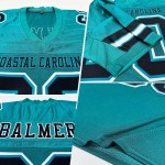Authentic Custom Teal Jersey Football Black-White Mesh
