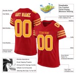 Mesh Jersey Football Authentic Red Custom Gold-White