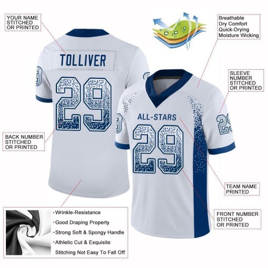 Mesh Jersey Drift Custom Football White Royal Fashion