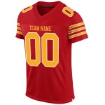 Mesh Jersey Football Authentic Red Custom Gold-White