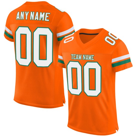 Mesh Authentic White-Kelly Orange Green Jersey Football Custom Mesh Authentic White-Kelly Orange Green Jersey Football Custom