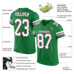 Custom White-Pink Mesh Football Grass Jersey Green Authentic