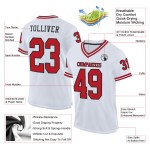 Football Authentic Red-Black Custom Mesh Throwback White Jersey Football Authentic Red-Black Custom Mesh Throwback White Jersey