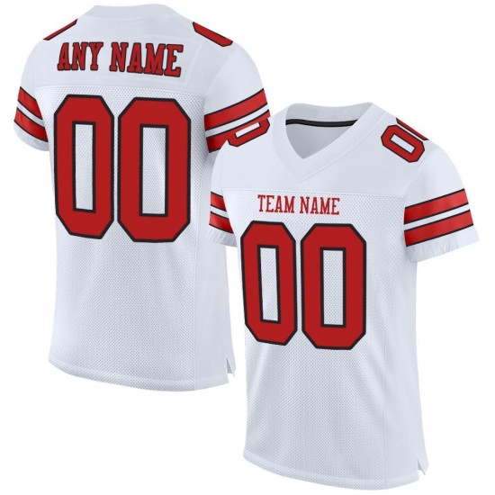 Authentic Football White Custom Mesh Scarlet-Black Jersey