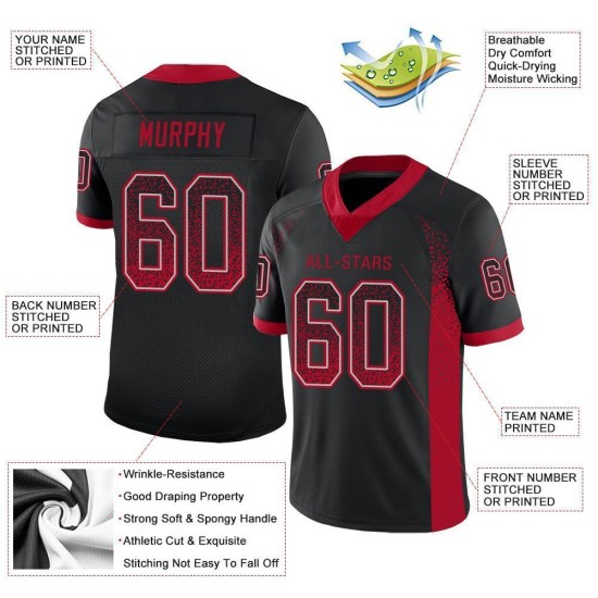 Mesh Jersey Drift Fashion Custom Football Black Red-Gray Mesh Jersey Drift Fashion Custom Football Black Red-Gray